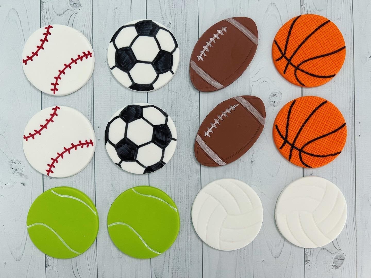 Sports Balls Fondant Cupcake Toppers Football Soccer Ball Etsy