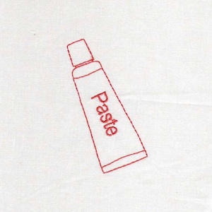 ONE Toothpaste - Redwork - Machine Embroidery Design - 4x4 Hoop
