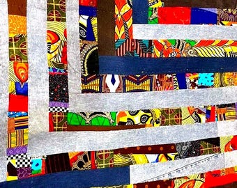 Denim /African Fabric Quilt