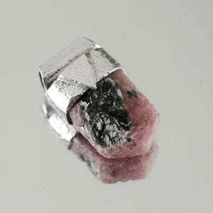 Raw Ruby Stack Pendant: Textured Sterling Silver, Black Mica