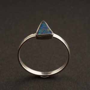 Black Australian Opal Doublet - Size 6 US - Sterling Silver Ring Band & Setting