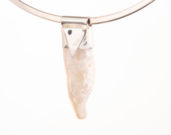 White Pearl Pendant Necklace: 925 Sterling Silver, June Birthstone