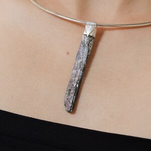 Australian Ocean Kyanite Stack Pendant 925 Sterling Silver Crystal Necklace Throat Third Eye Chakra Layering Gift