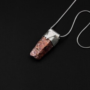 Raw Ruby Stack Pendant: Hexagonal Spinel, Sterling Silver, Root Chakra image 2