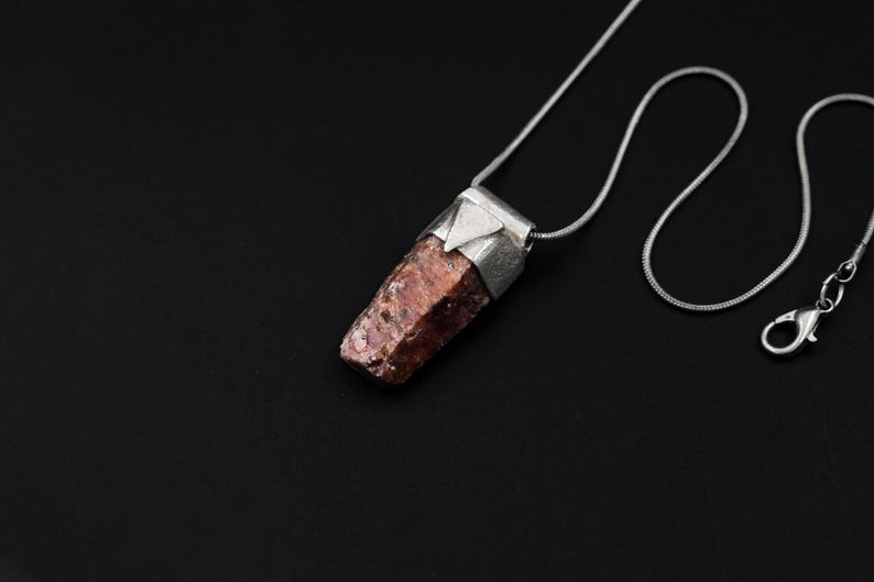 Raw Ruby Stack Pendant: Hexagonal Spinel, Sterling Silver, Root Chakra image 2