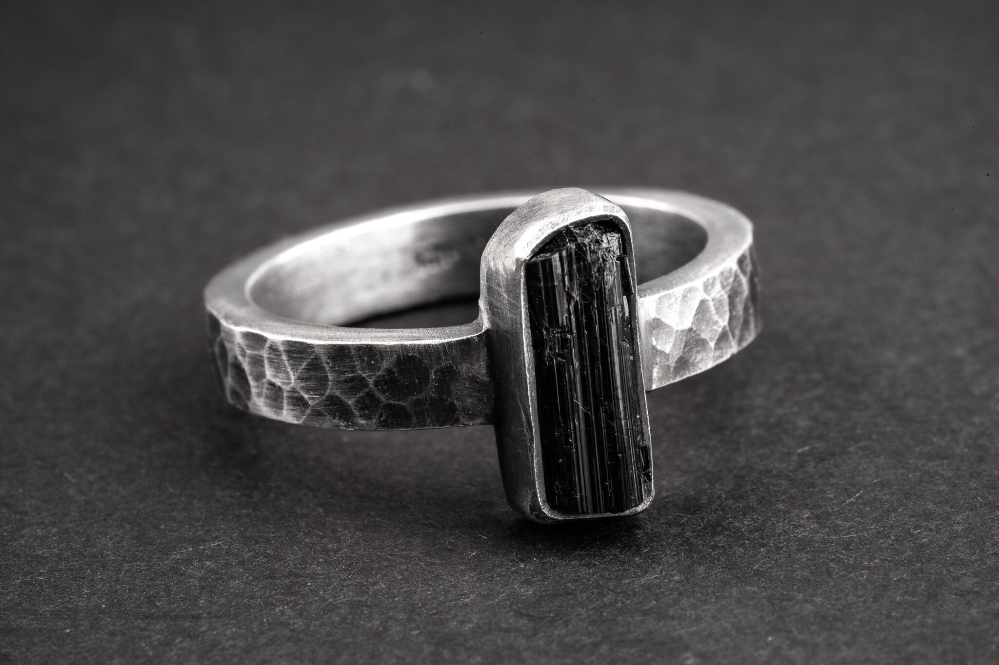 Raw Black Tourmaline Mens Ring / Jewellery Size 9 US Etsy