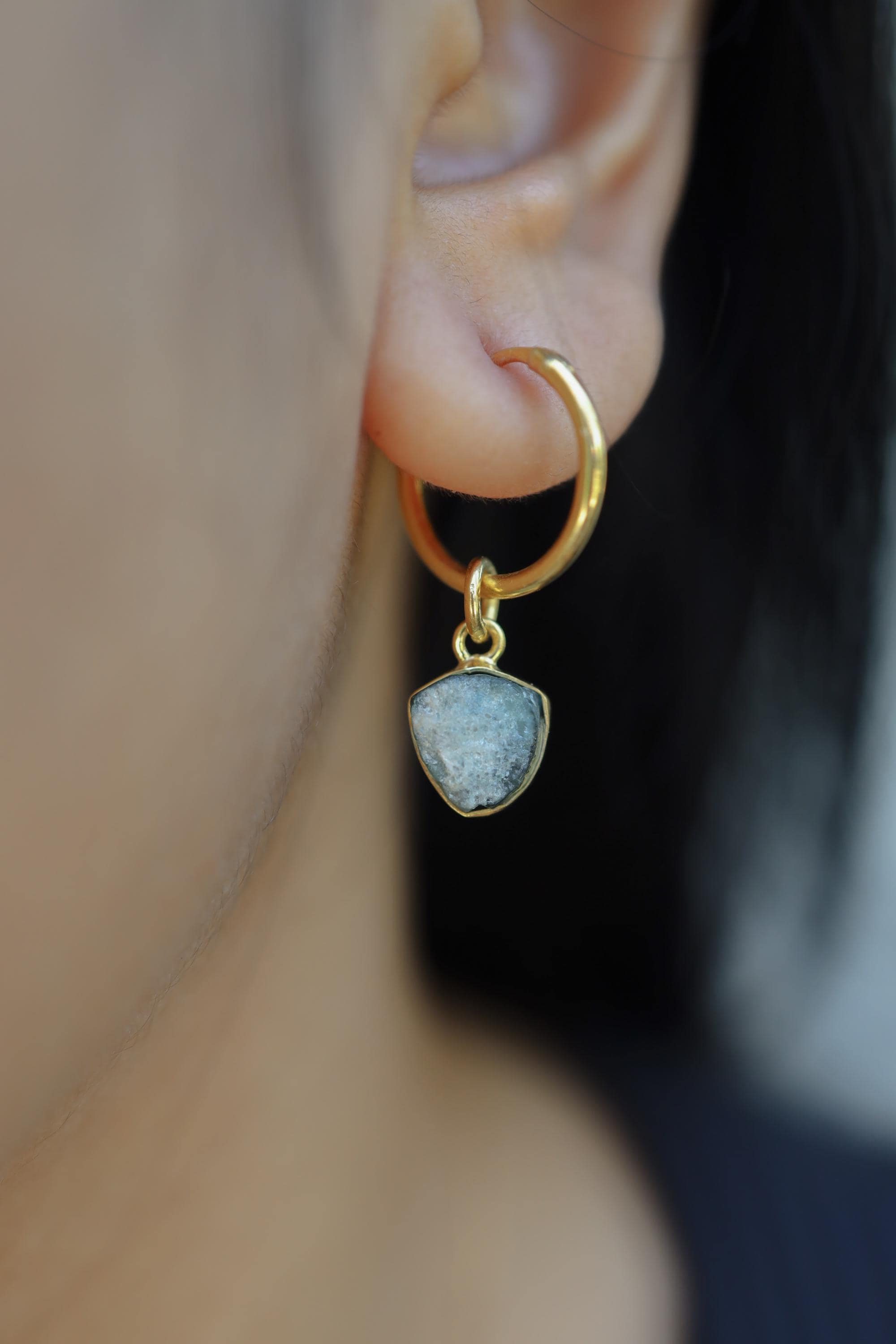 Opal, Indicolite Tourmaline, and Blue Sapphire Earrings  Blue Tourmaline (Indicolite) Hoop Earrings main image 1