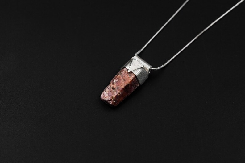 Raw Ruby Stack Pendant: Hexagonal Spinel, Sterling Silver, Root Chakra image 10