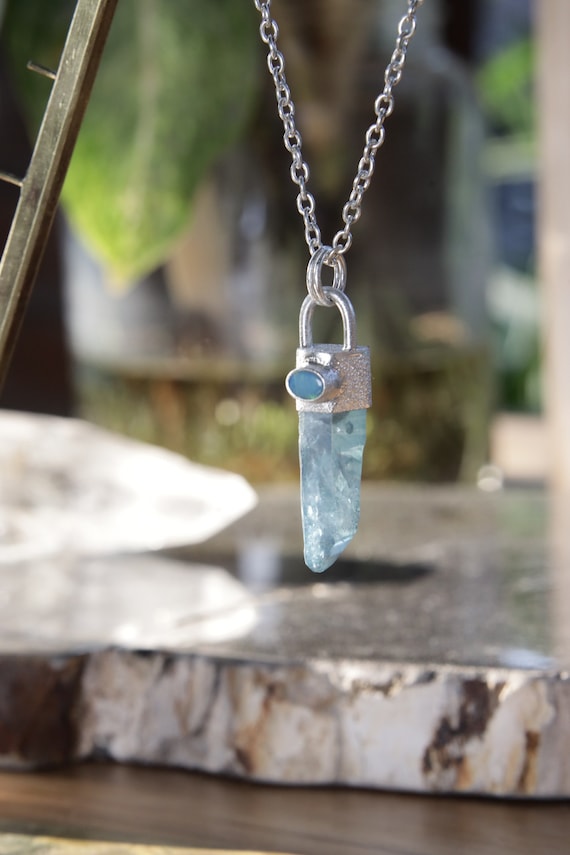 Aqua Aura Quartz Sterling Silver Pendant