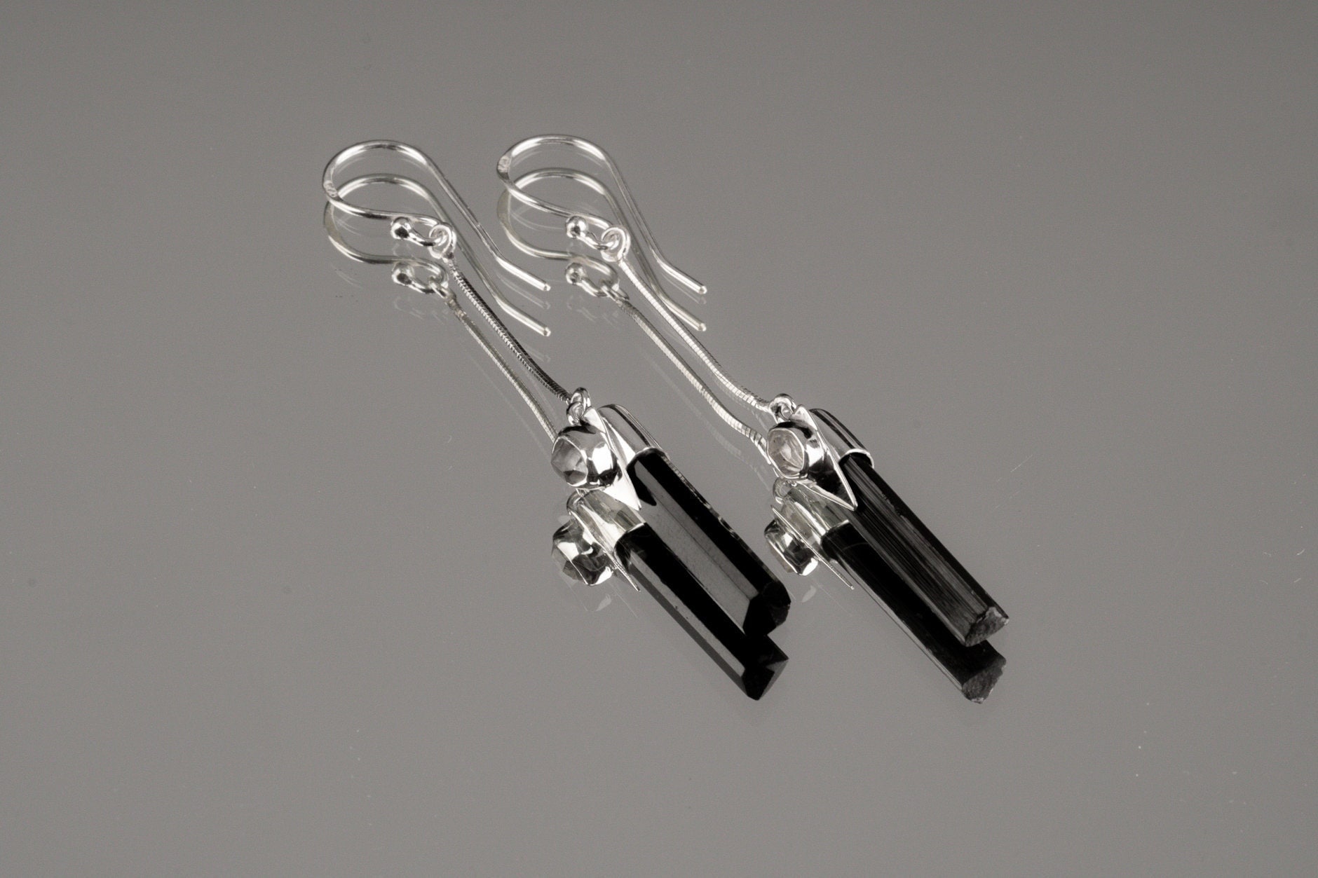 Tourmaline Herkimer Diamond Earrings