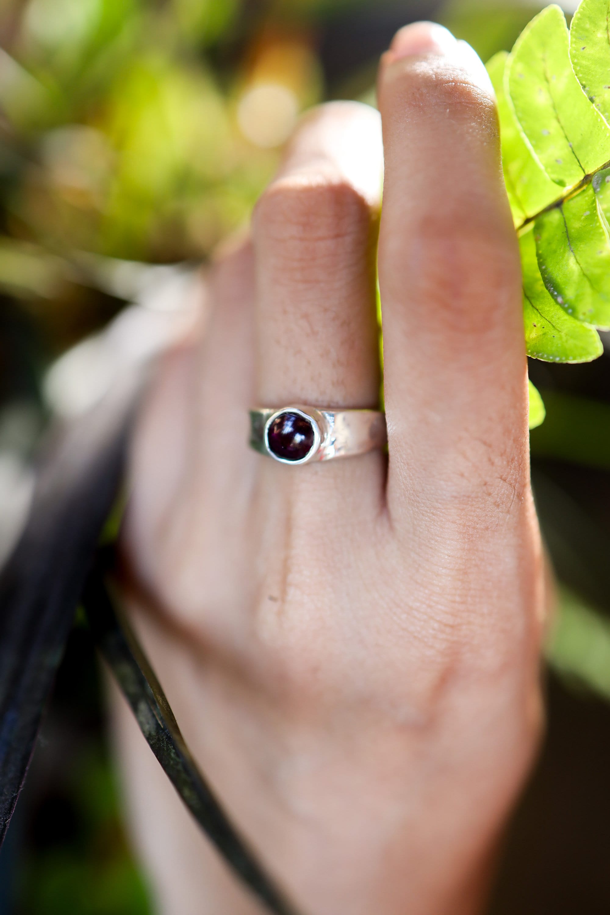 Round Gem Garnet Cabochon - High Shine Polish 925 Sterling