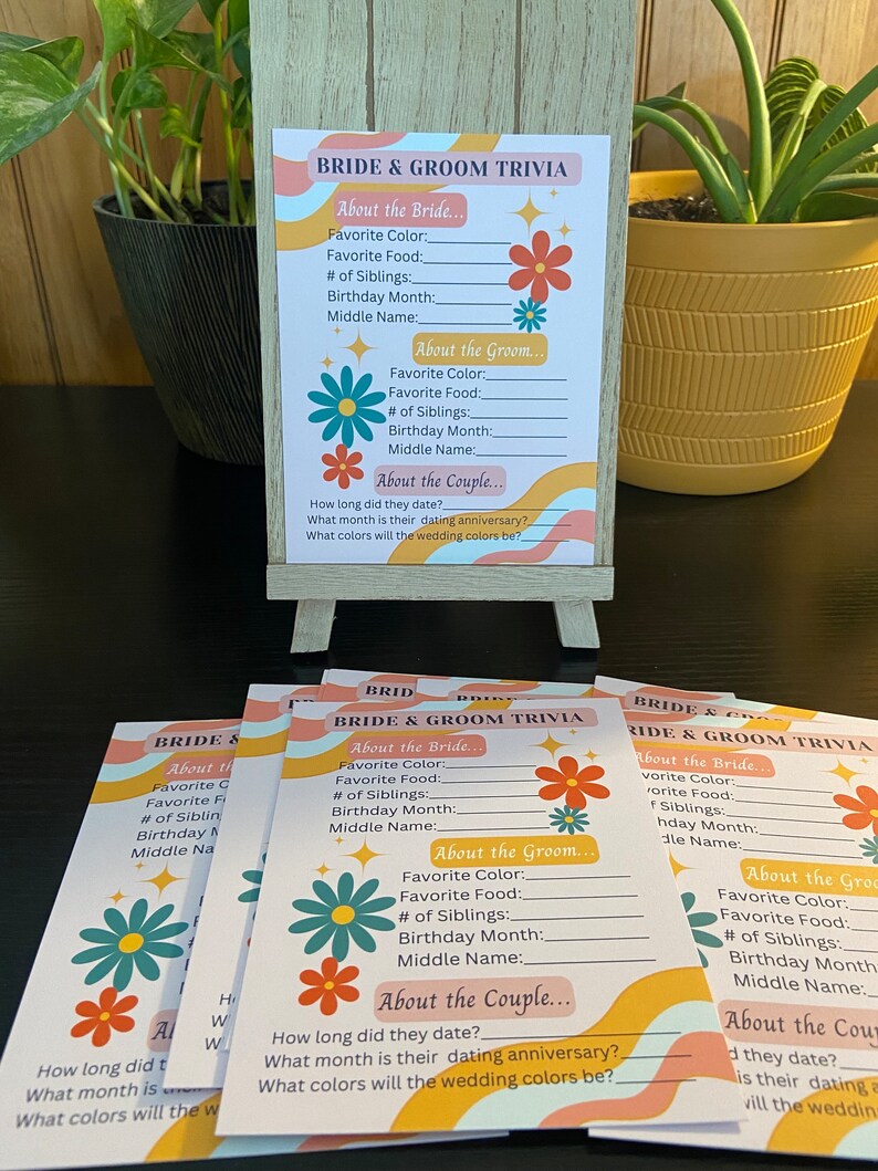 PRINTED CARDS Bridal Game Wedding Shower Game Bachelorette Party Game