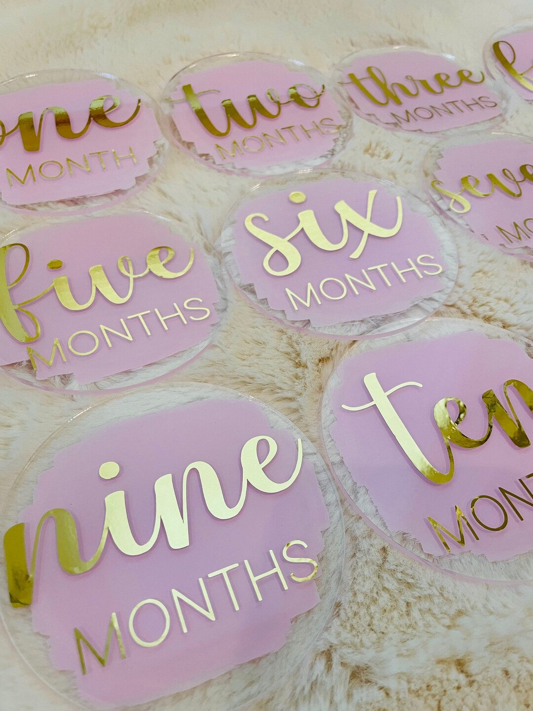 Acrylic Baby Monthly Milestone Discs - 12 Months - Newborn Photo Prop ...
