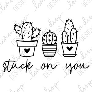 Stuck auf Sie Kaktus Valentinstag Design Svg Png Eps Digital Cut File Instant Download - Valentinstag Kinder Shirt