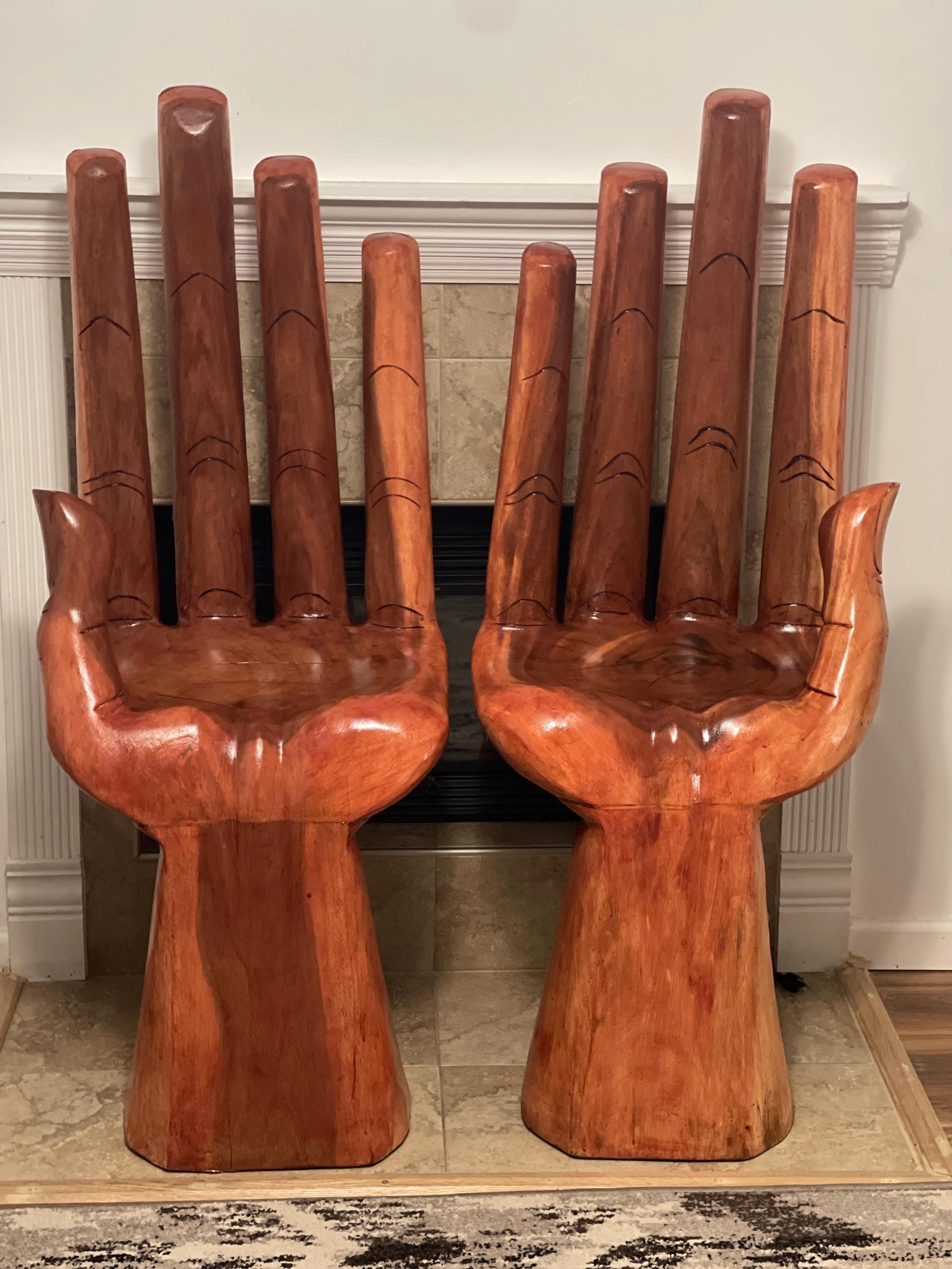 Stained Large Wooden Hand Chair Functional Sculpture for Home or Office Unique Conversation Starter and Meditative Resting Spot Etsy