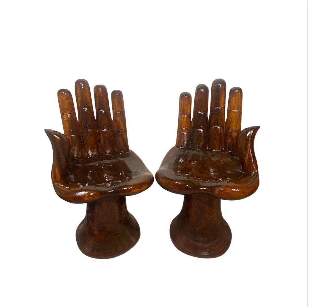 Hand-carved Wooden Hand Chair: Pedro Friedeberg Style, Meditative