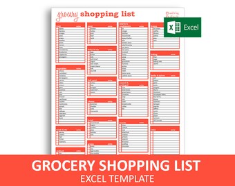 Grocery List Printable Grocery Shopping List Grocery Store Etsy