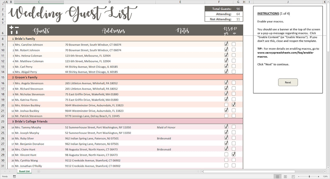 Wedding Invite List Template Excel Wedding Invite List Template Excel