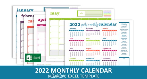 Deluxe Event Calendar 2022 Excel Template Printable | Etsy Canada