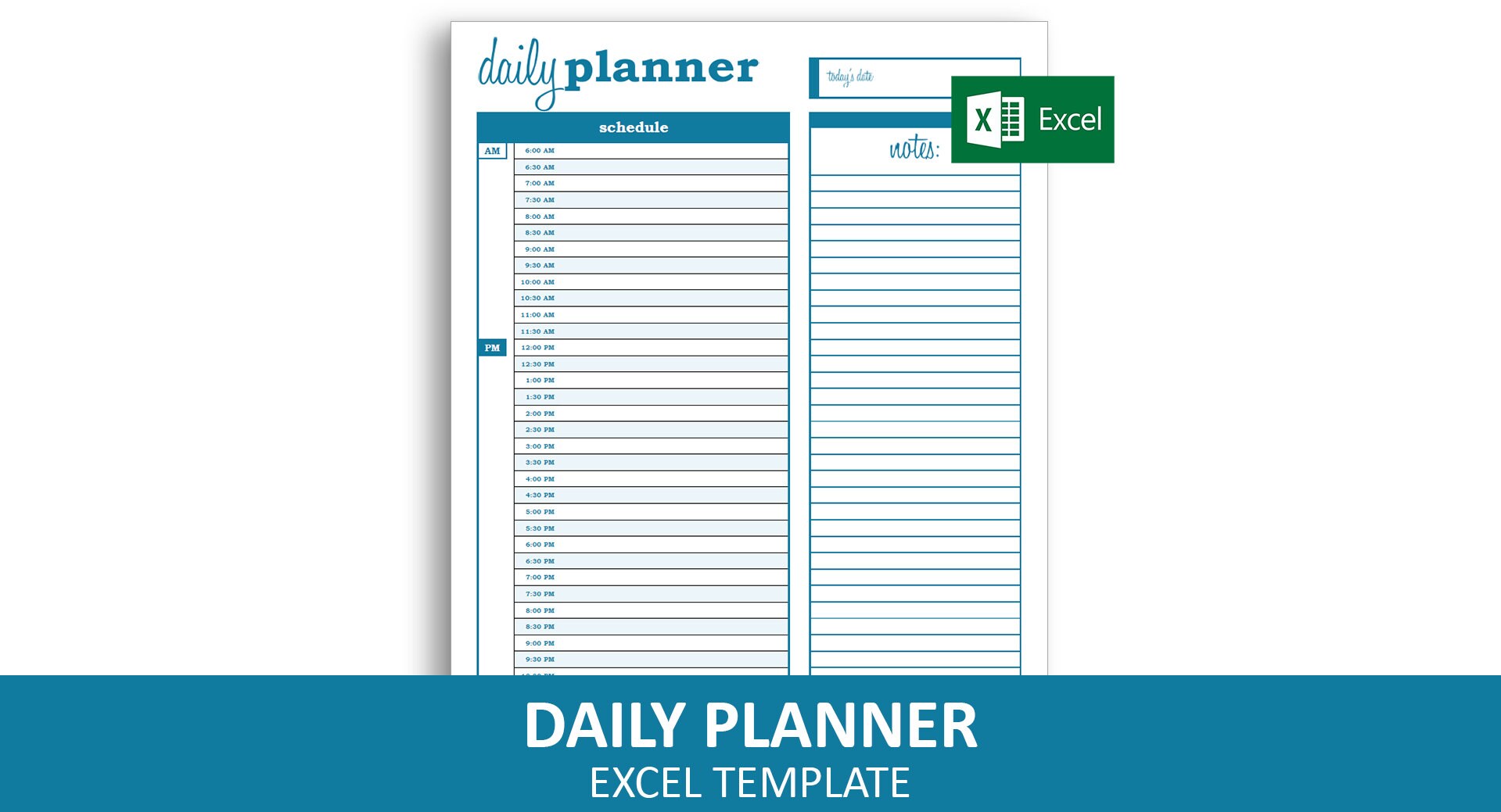 Basic Daily Planner Excel Template Printable Daily Etsy