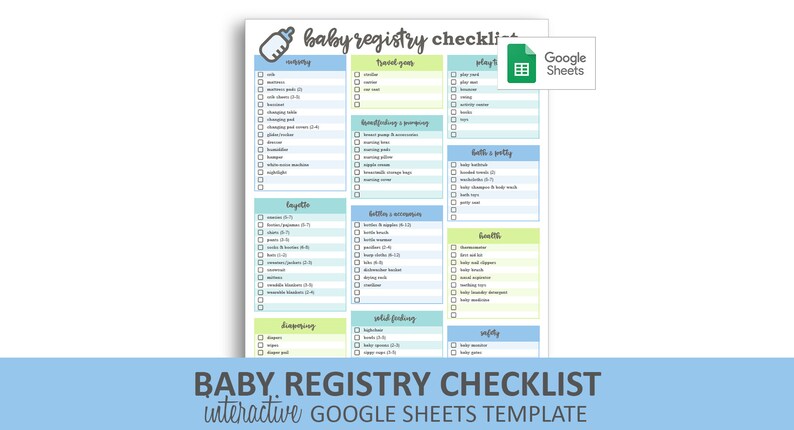 Baby Registry Checklist Blue Google Sheets Template Etsy Baby Registry Checklist Blue Google Sheets Template Etsy