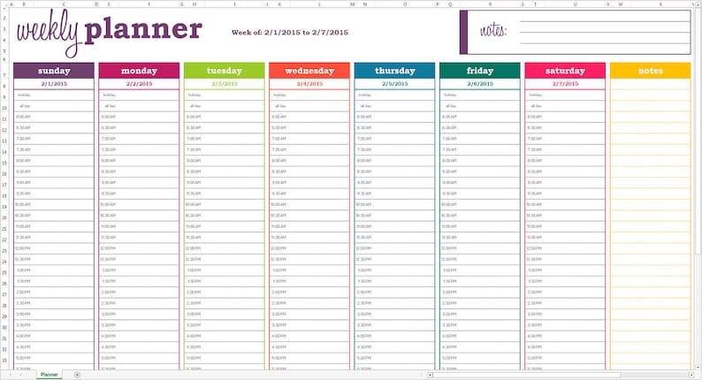 basic-weekly-planner-excel-template-afdrukbaar-weekschema-etsy