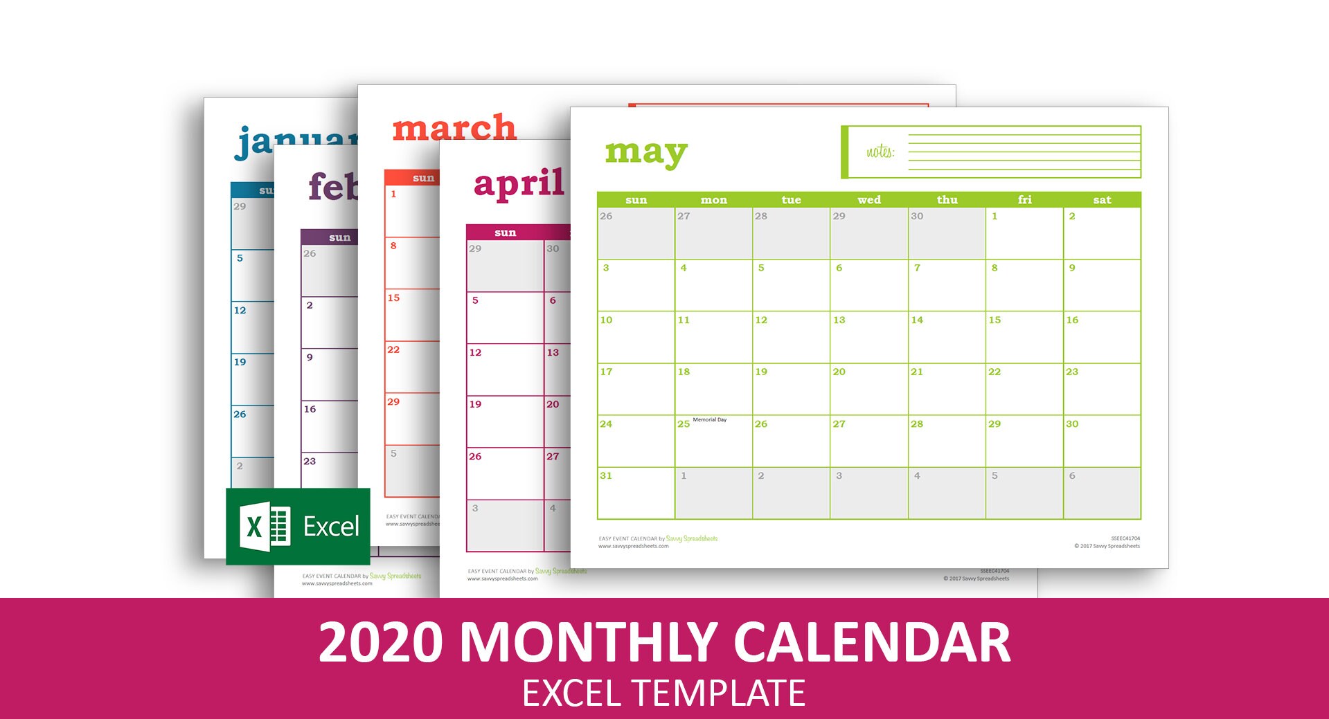 Easy Event Calendar 2020 Excel Template Printable Monthly ... Easy Event Calendar 2020 Excel Template Printable Monthly ...