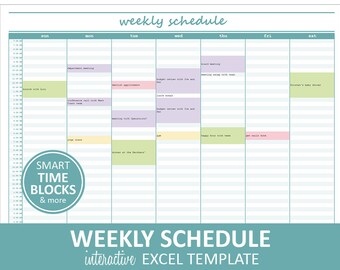 Elegant Weekly Schedule - Turquoise | Weekly Planner Printable | Excel Planner Template | Weekly Schedule | Instant Digital Download