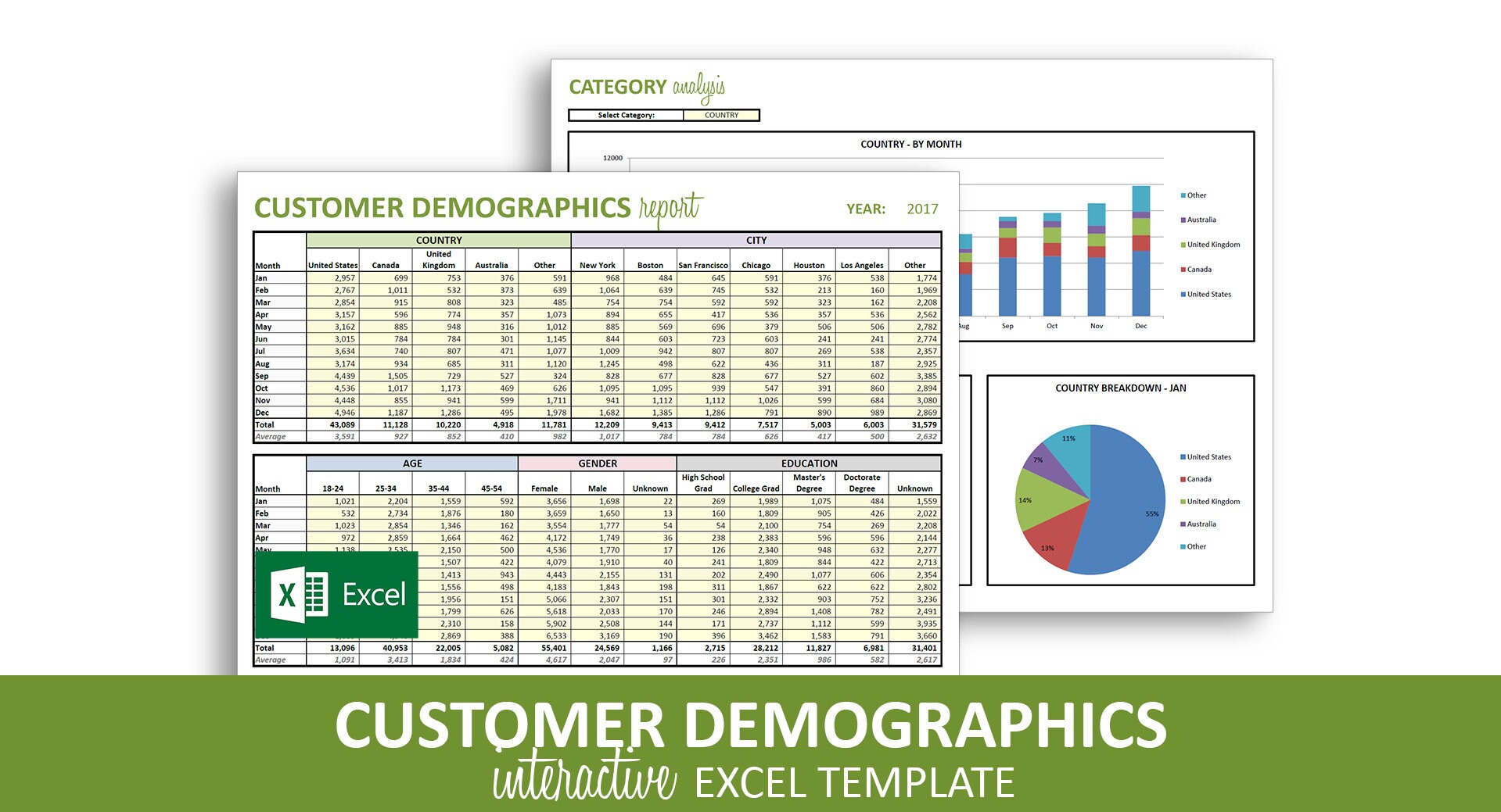 Customer Demographics Report Excel Template Printable Etsy Australia