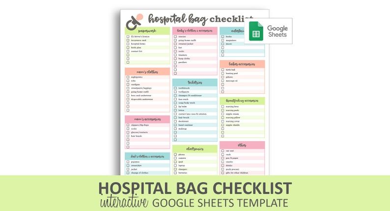 Clinic Bag List - Google Sheets Template Editable Checkable Printable Fresh new Youngster Packing Record Prompt Electronic Down load picture regarding Printable Hospital Bag Checklist identified as Medical center Bag List - Google Sheets Template Editable Checkable Printable Clean Youngster Packing Listing Instantaneous Electronic Down load