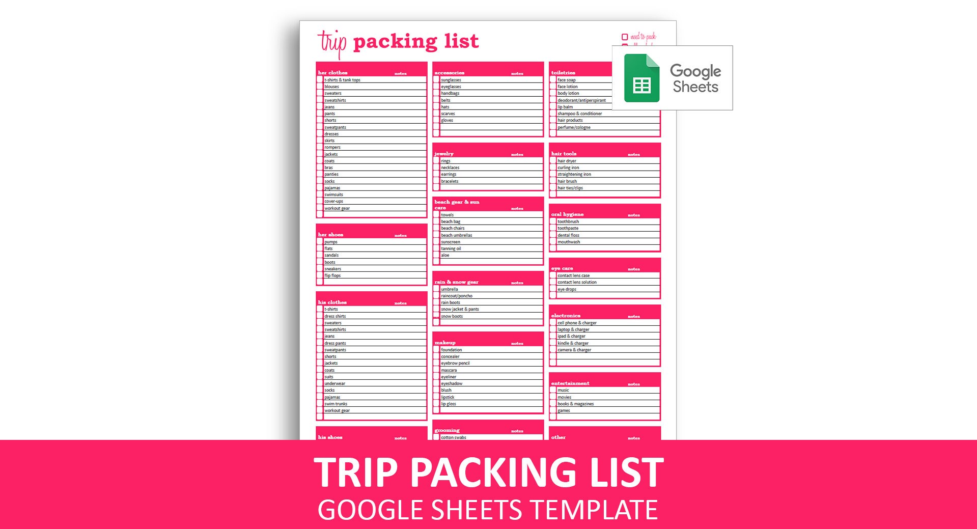 trip packing list google sheets template printable packing etsy australia