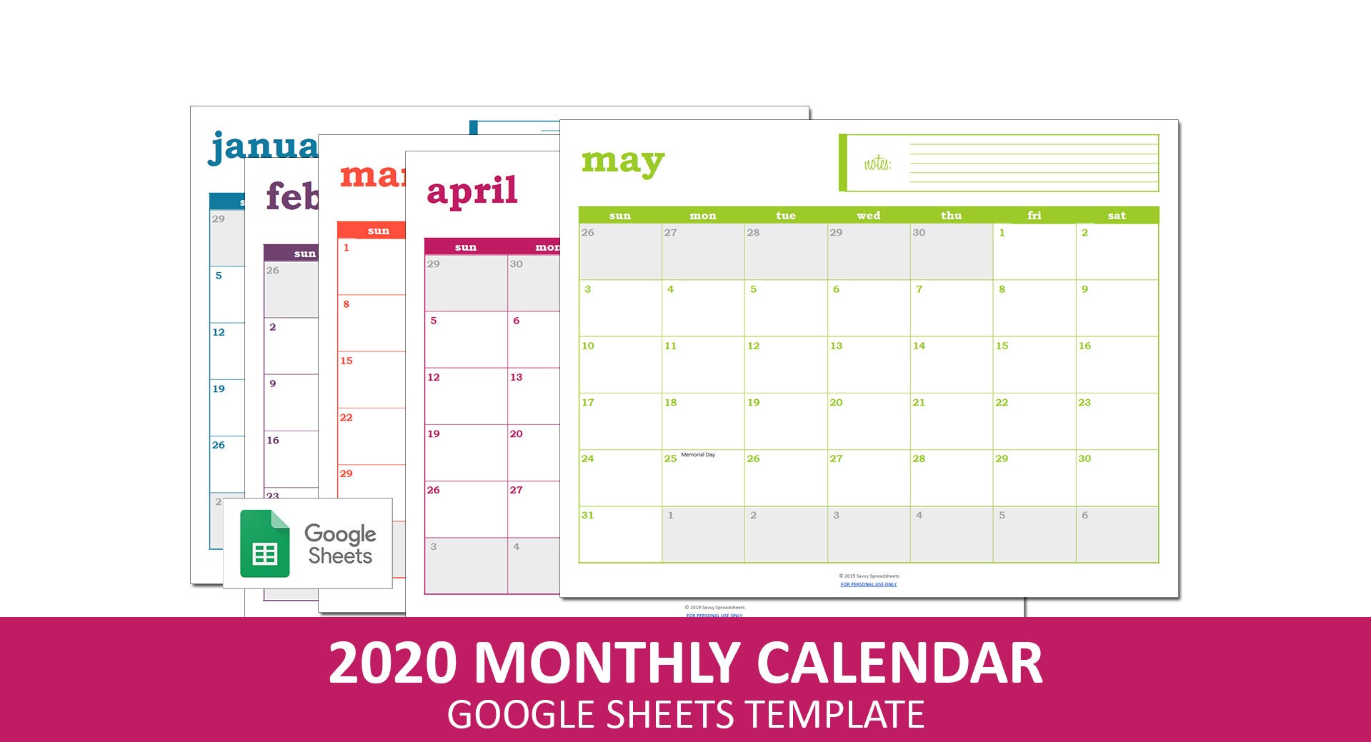 easy event calendar 2020 google sheets template printable etsy israel