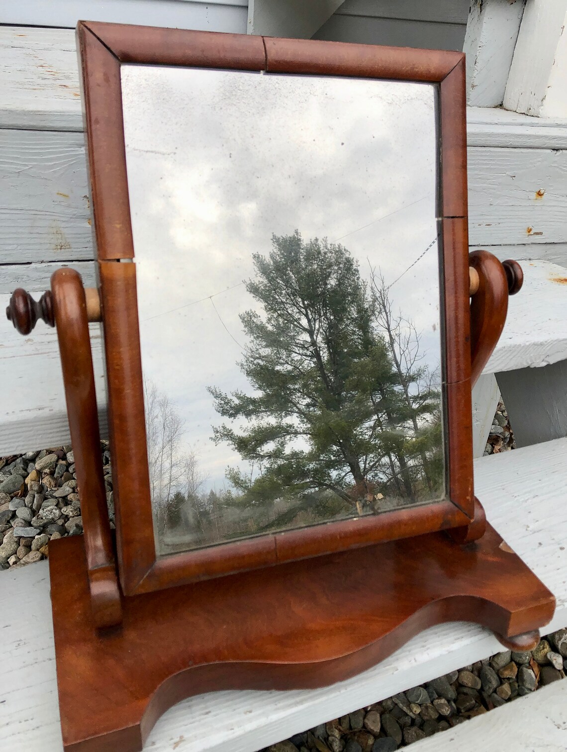 Vintage Antique Adjustable Tilting Wooden Shaving Mirror Stand Etsy