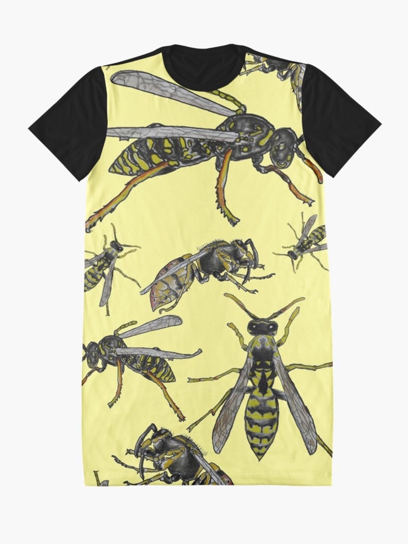 WASP Tshirt Dress XS S M L XL 2XL Insect Nature Art Yellow Etsy