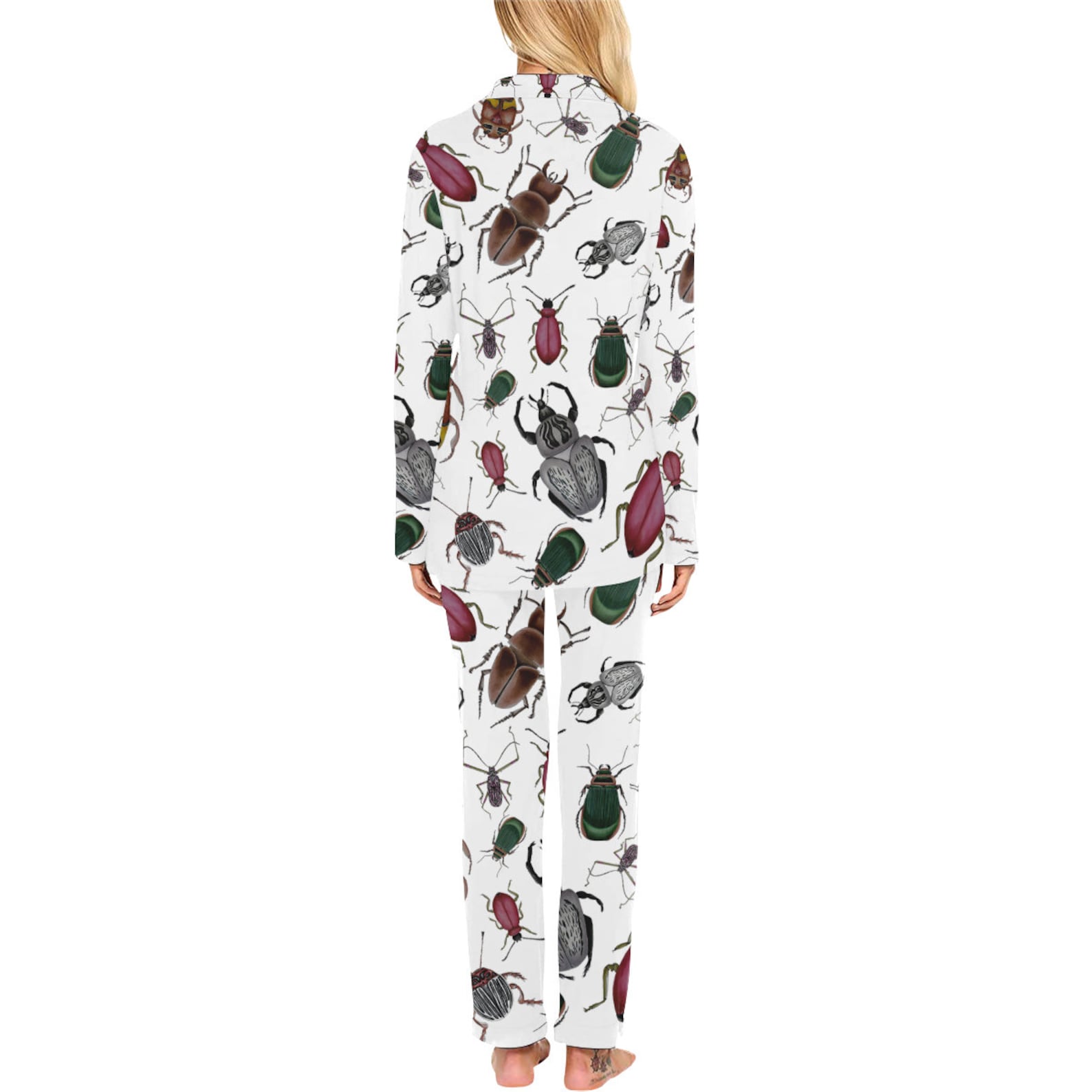 BEETLES Pajama Set Insects Bugs White Multi Colored Lingerie Etsy