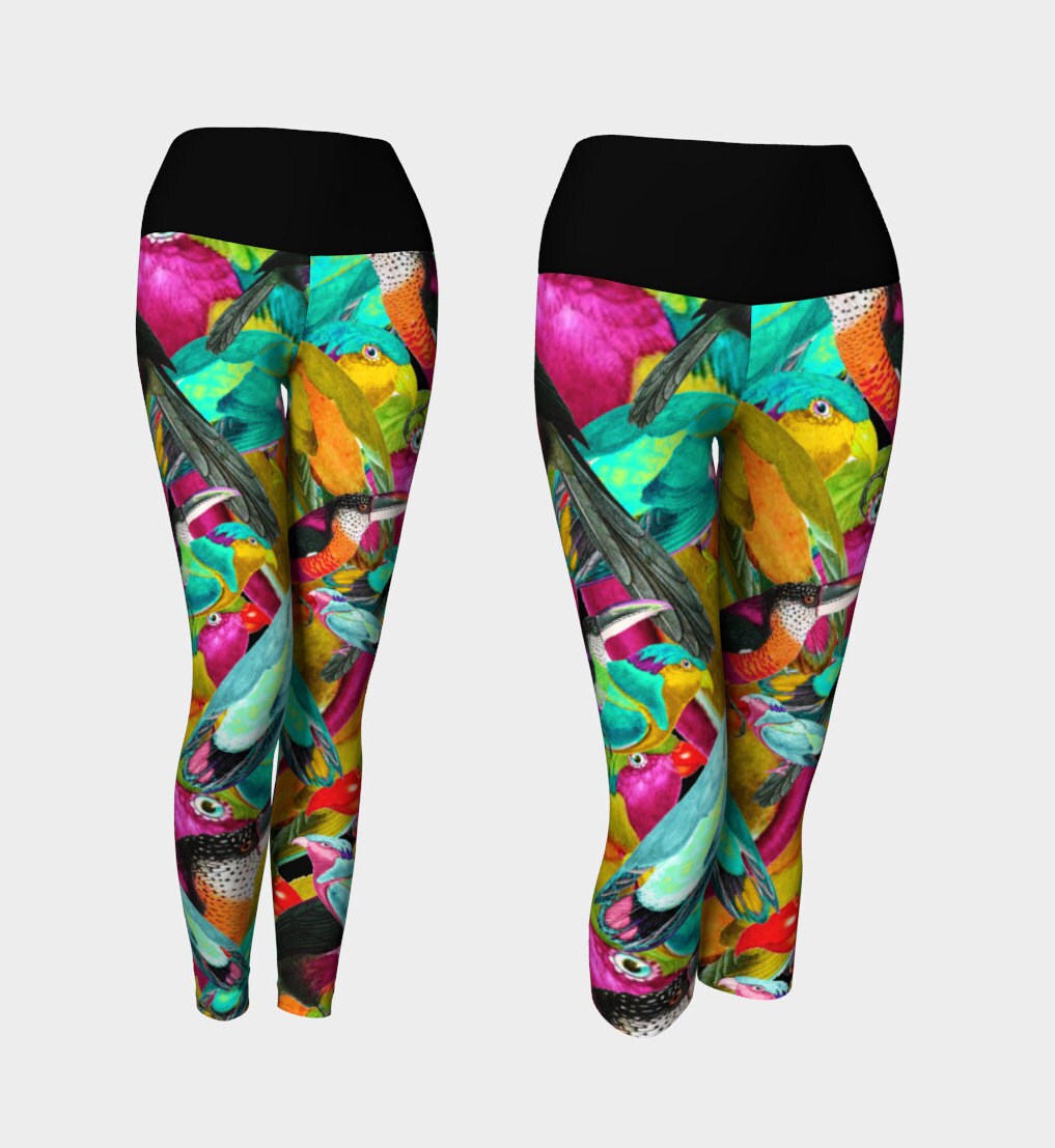Tropical Birds Yoga Leggings Capris 