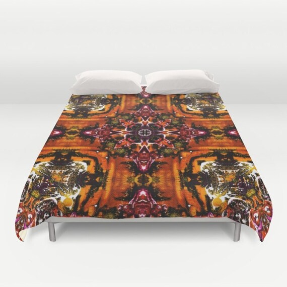 Karmel Duvet Cover Double Queen King Abstract Art Orange Image 0