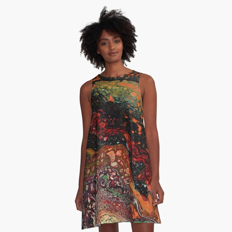 MICROBIOME A-Line Dress Science Art Swing Trapeze Dress XS S M L XL 2XL Abstract Art Multi Coloured Woman Teen Girls Wearable Art Clothing