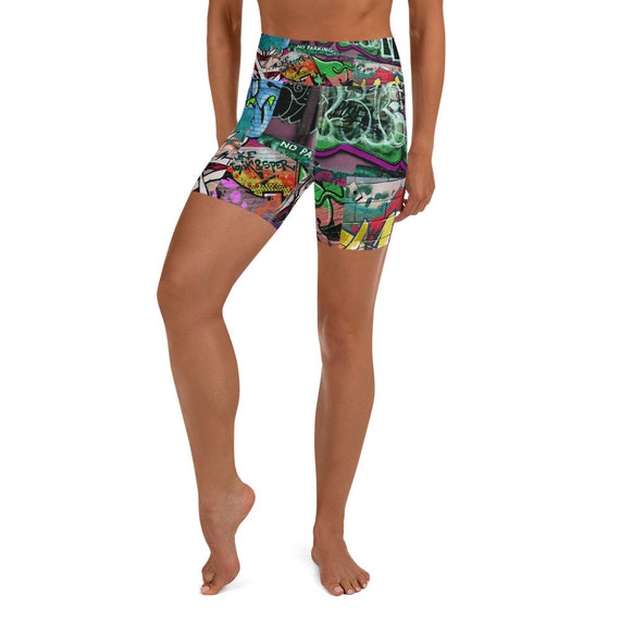 GRAFFITI Yoga Shorts Women Girls Street 