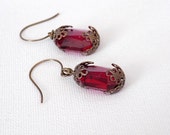 Ruby Earrings Swarovski Ruby Crystal Earrings Victorian EarringsVictorian Jewelry Estate Style