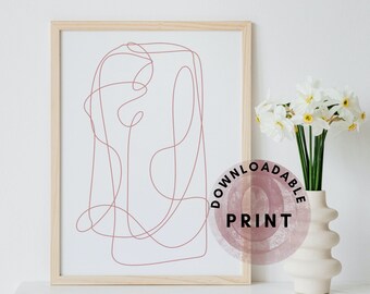 Contemporary One Line Wall Art, Digital Download, Printable Wall Decor.