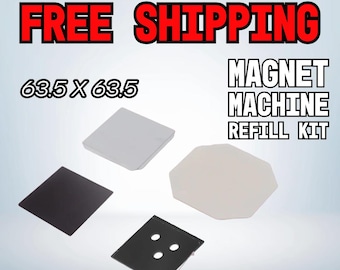 2.5" x 2.5" /63.5mm x 63.5mm Square Magnet Refill Kit - Custom Fridge Magnet Supplies with Acrylic or Cardboard Backing