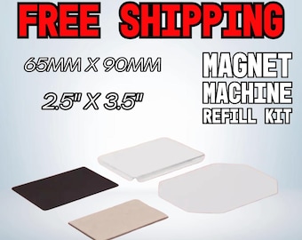 2.5"x3.5" / 65mm x 90mm Rectangle Magnet Refill Kit - Custom Fridge Magnet Supplies with Acrylic or Cardboard Backing