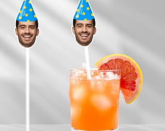 Bachelor/Bachelorette Party Celebration: Custom Drink Stirrers, Personalized Swizzle Sticks, Groom or Bride Face Cocktail Stirrers
