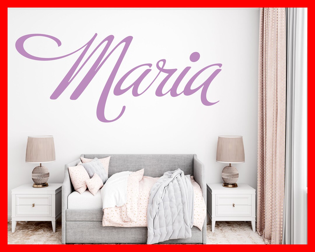 Personalized Girls Name Wall Decal - 36"x27" Custom Name & Initial Sticker For Nursery/Bedroom (Plus Free Hello Door Decal) - View #5