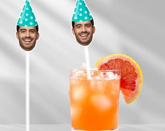 Bachelor Celebration: Custom Stir Sticks, Personalized Swizzle Sticks, Personalized Drink Stirrers, Bachelor Groom Face Stir Sticks