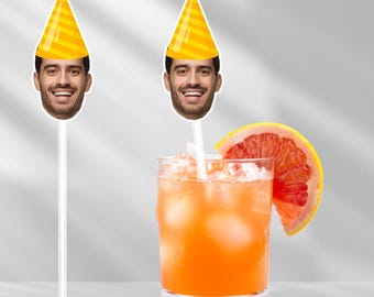 Bachelor Party Celebration: Custom Drink Stir Sticks, Personalized Swizzle Sticks, Customized Cocktail Stirrers, Groom Face Drink Sticks