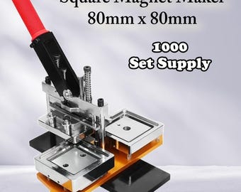 Square Magnet 3x3" Fridge Magnet – Complete Set with Machine Press, Square Press, 1000 Magnet Sets, Templates, and User Instructions