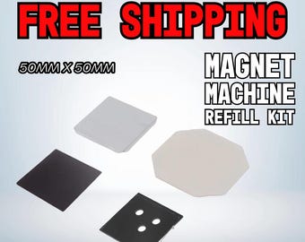 2&quot; x 2&quot; / 50mm x 50mm Square Magnet Refill Kit - Custom Fridge Magnet Supplies with Acrylic or Cardboard Backing