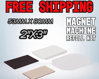 2" x 3" / 53mm x 80mm Rectangle Magnet Refill Kit - Custom Fridge Magnet Supplies with Acrylic or Cardboard Backing